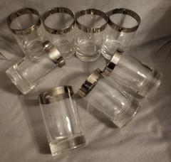 Vintage 1960’s Dorothy Thorpe MCM Set of 8 Silver Rim Etched Glass Tumblers 4 oz