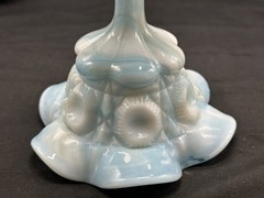 Vintage Kanawha Glass Company Blue & White Swirl Art Slag Glass Compote MCM