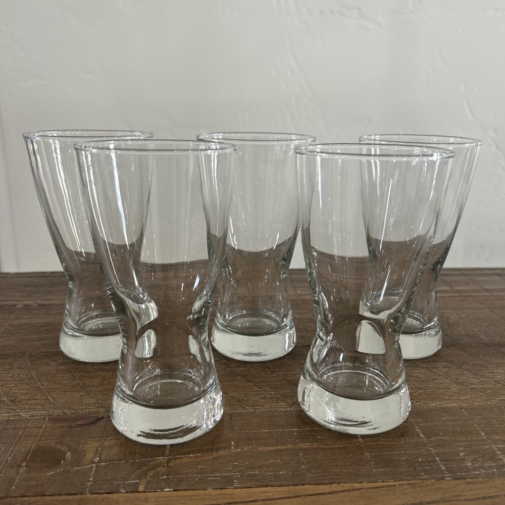 Set of 5 MCM Vintage Bar Beer Glass – Clear – 6”
