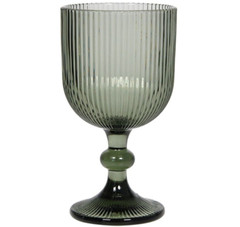Faceted Footed Wine Glass, Wine Goblet, Gray, 12.5 oz, 3.5″x6.4″