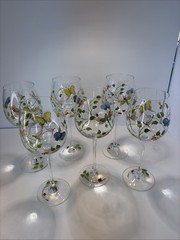 Gorgeous Lenox Butterfly Meadow Hand Painted Wine Glasses Water Goblets Set Of 6