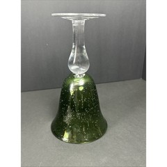ARTLAND 8″ Water Iced Tea Goblet Glass IRIS GREEN 16 Ounce Hand Blown Bubbles