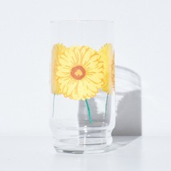 Vintage 1970s Sunflower Retro Glass Summer Drinking Highball Glasses Set of 8