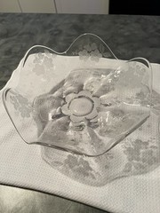 Tiffin Glass Company Vintage Punch Bowl And Stemware Sets, Strawberry Etch #173