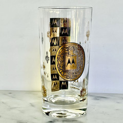 Vintage Set of 8 Motorola Galvin Knights Hiball Bar Glasses Gold Foil Atomic MCM