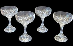 4 Baccarat Massena Crystal Tall Champagne Sherbet Coupes Glasses 5.5″ Signed Set