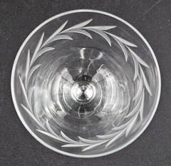 Set Of 4 Vintage Monongahela Etched Gray Cut Laurel Champagne Glasses