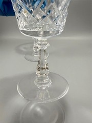 Val St Lambert Crystal Rochelle Wine Goblet Glasses 6″ Set of 2