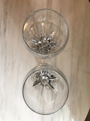 Crystal Water Glasses Goblets Cut OSCAR DE LA RENTA Le Grande Fleur SET Pair