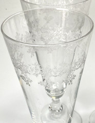 Vtg Bryce 896-5 Hand Blown Etched Pilsner Glasses Set Of Four 12oz Capacity
