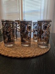 vintage highball cocktail glasses by Fred Press. MCM 22-karat gold.