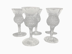 EDINBURGH CRYSTAL THISTLE CORDIAL GLASSES SET 5 w 2 SET AVAIL VTG ACID ETCH MARK