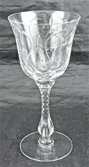 VINTAGE OPTIC SWAG CUT GLASS OR CRYSTAL CLARET WINE GOBLET STEMWARE RIBBED STEM