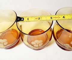 Set of 4 Vintage LIBBY Amber Tumbler Juice Glasses Etched Poppy Stackable RARE