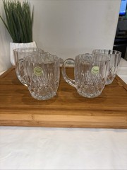 Vtg Cristal D’Arques Durand Bretagne 24% Lead Crystal Clear Mugs 8 Oz Set 4