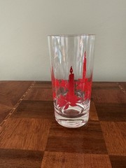 MCM Christmas Glass Tumbler Red Candles & Poinsettia 16 oz.