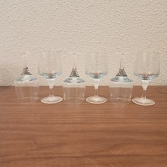 6 Sasaki Harmony Azure Blue Crystal Stemware Claret Dessert Wine Glasses Japan