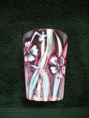Rare Northwood Daffodils Opalescent Glass Cranberry Tumbler Victorian Antique