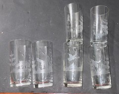 6 X Crystal Highball Queen Lace Germany Goose Boar Turkey Waterfowl