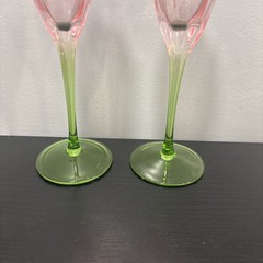 Abbott Collection Flower Shaped Pink Champagne Flutes Set of 2 10in *read
