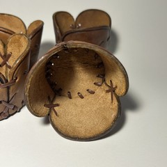 Vintage Leather Glass Holder Sleeve Set Libey Bamco Western Longhorn Hand-Tooled