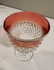 Indiana Glass Diamond Point Ruby Flash Wine Water Goblet 6oz 5.25” Tall (3)