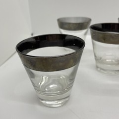 Vintage Dorothy Thorpe Shot Glasses Lot QTY 5 Silver Rim 2.75″ Mid Century