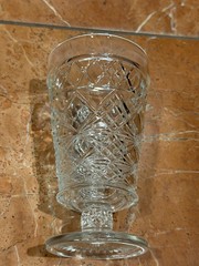 HAZEL ATLAS BIG TOP PEANUT BUTTER ICED TEA TUMBLER CLEAR GLASS PRESCUT DIAMOND