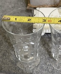 Set of 4 Vintage Etched Floral Footed Juice Glasses 4 1/2″ Tall