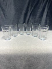 6 Vintage Pasabahce Palak 10 Panel Tumblers 5.5 Inch Made In Turkey ￼