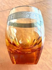 Moser Amber Glass D7cm H9.8cm Platinum Band