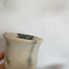 Set of 3 Marbled Stone Goblets Gray White Stone 6 in Drinkware