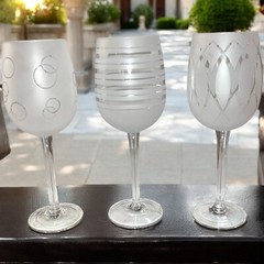 Mikasa Set of 3 Glass Cheers Artistry Stem Frosted Etched 8 1/2”