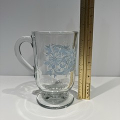 Vtg Libbey Snowflake Swirl Footed Glass Mug Blue & White on Clear | Replacement