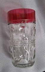 King’s Crown Ruby Red Flash Thumbprint Highball Glasses 12oz Vintage Set Of 5