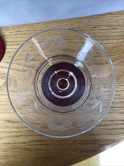 VTG Hand Blown Clear Optic Cut Crystal Cordial Glass Ruby Red Footed Floral Etch