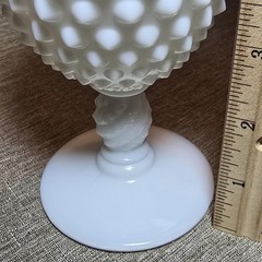 Milk Glass Hobnail Pedestal Goblet Vase White Textured Compote Cup Home Decor