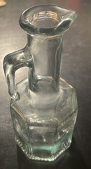,,Vintage Clear Glass Octagonal Pitcher Handle Spout 250 ml MOD DEP No Damage