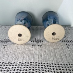 Clay Goblets Pair DK NC Cobalt Blue Studio Pottery Sanford, NC USA