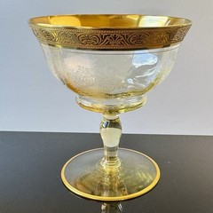 6 Champagne/Sherbet Athens Diana Gold Yellow, Gold Encrusted Tiffin-Franciscan