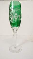 Marsala by Ajka Cut to Clear Fluted Champagne Glasses Grapes Fans Stars Design