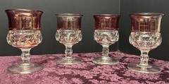 Indiana Glass King Crown Thumbprint Ruby Red Goblets Set of 4, 5.5 Color Loss