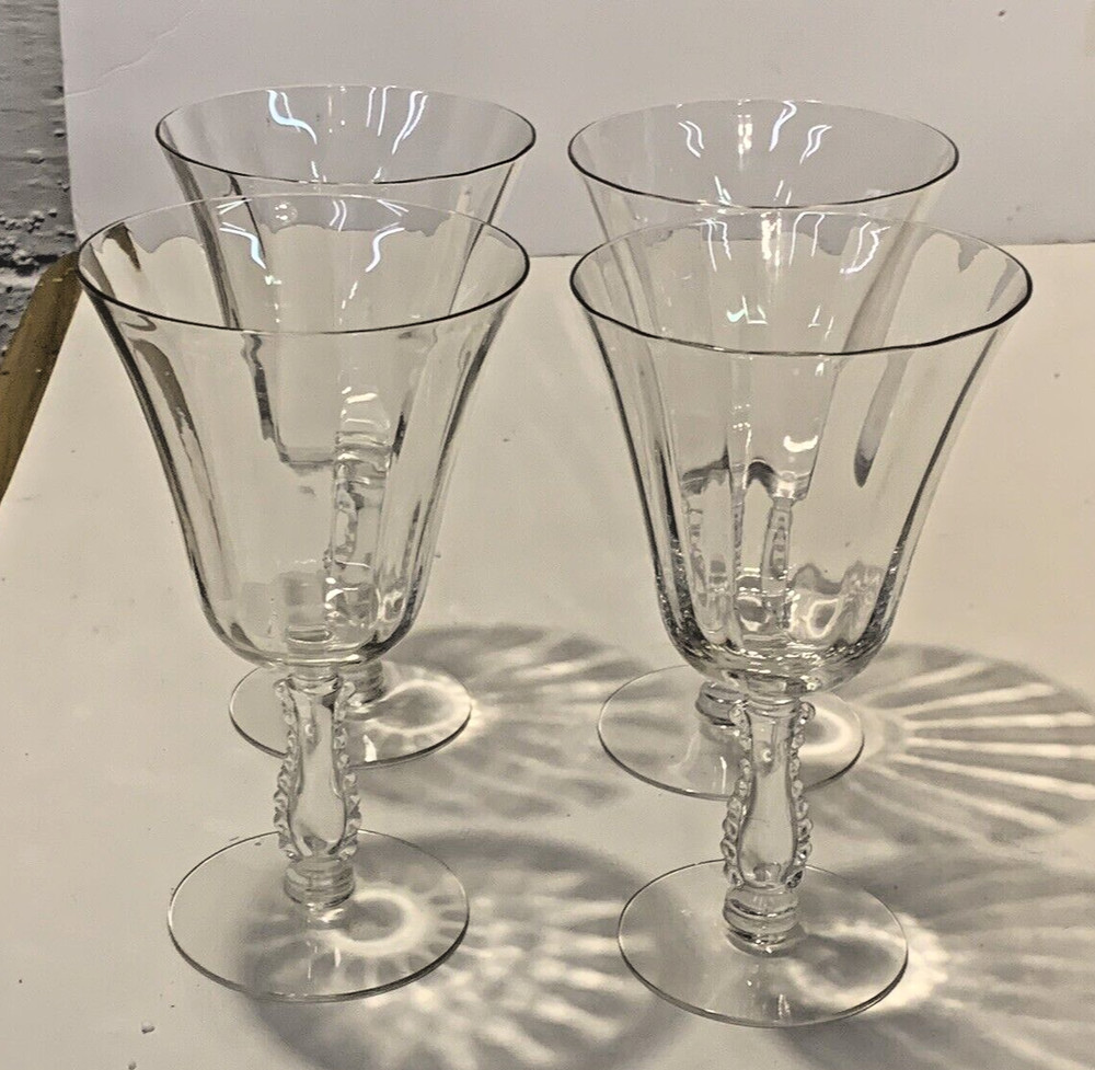 LOT of 4 VINTAGE Fostoria SILVER FLUTES 6.5″ Claret Wine Liquor Cocktail Glasses