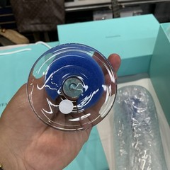 Pair (2) Tiffany & Co Trumpet Crystal Glass Hollow Stem Champagne Flutes 9.25″