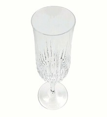 Crystal Champagne Flute Glass Vertical Cuts Clear Stemware 7 3/4