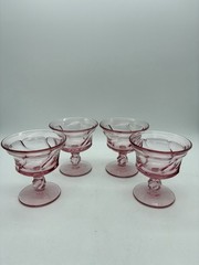 Jamestown Pink Swirl 4.25” 4Pc Set CHAMPAGNE/SHERBERT Vintage Fostoria Footed