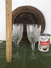 Vintage Cut Crystal Wine Glasses/Goblets, Approximately 6 3/4″ Tall, Set of 4