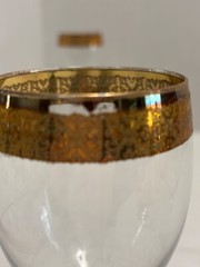 6 J Preziosi Vintage Gold Gilt Rim WINE GLASSES Italian Hand Worked Crystal