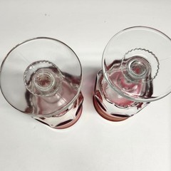 Tiffin Franciscan Cranberry Thumbprint King’s Crown Vintage Glass Goblets Set