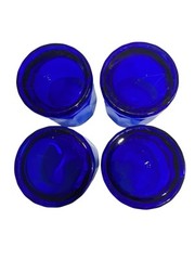 VTG Anchor Hocking Essex Colbalt Blue 10 Panel 8oz Glasses Set Of 4 Barware